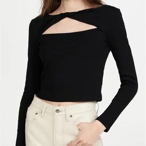 Black Long Sleeve Top with cutout detail
